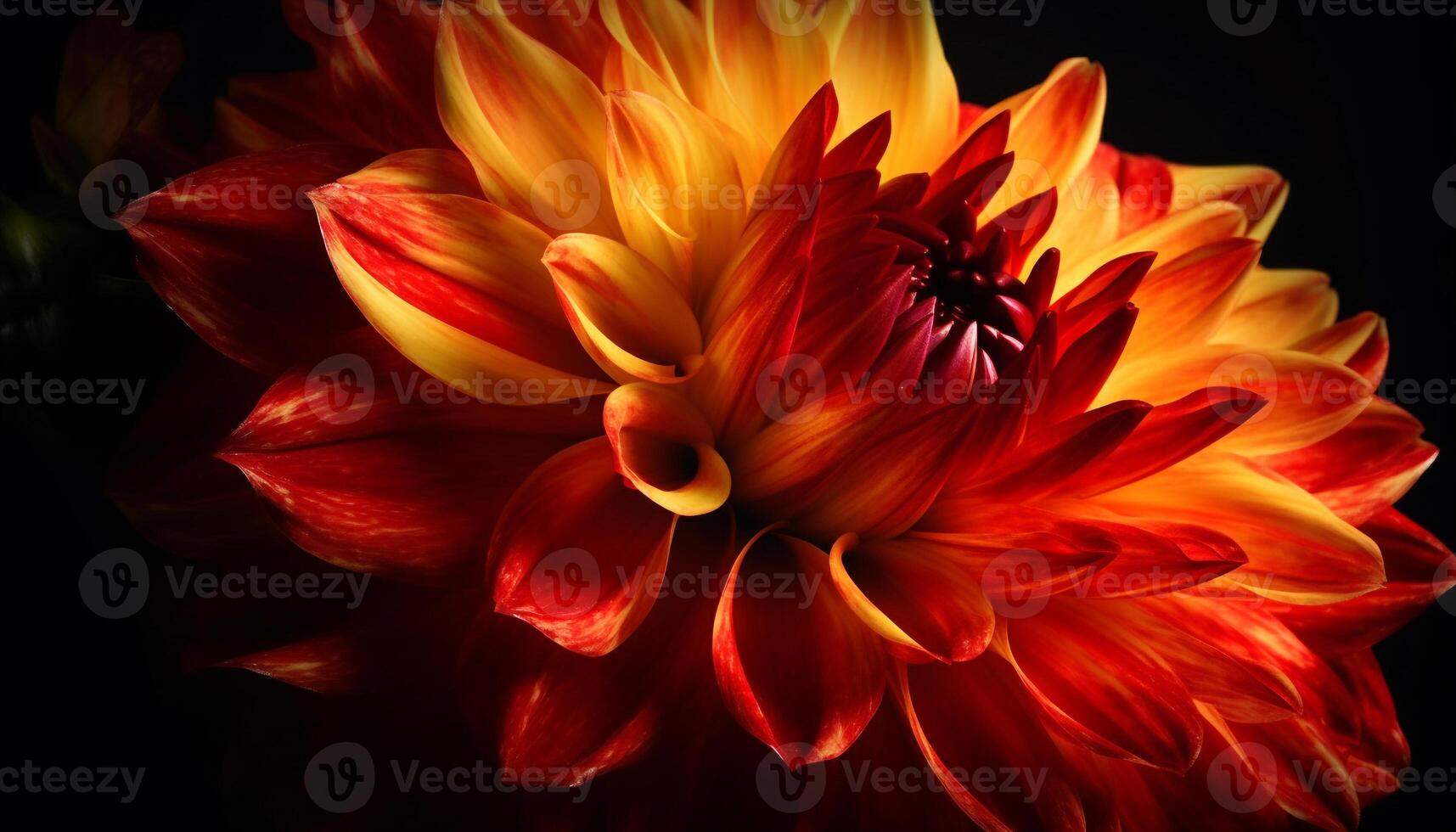 Vibrant petals of a single dahlia, a gift of nature beauty generated by AI photo