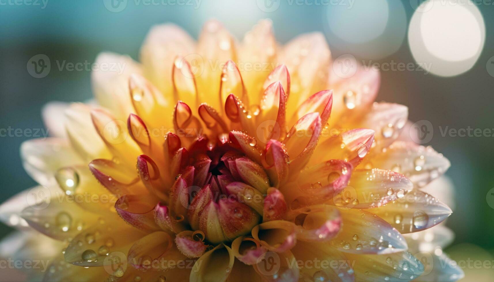 Vibrant dahlia petal in wet meadow, a gift of nature generated by AI photo