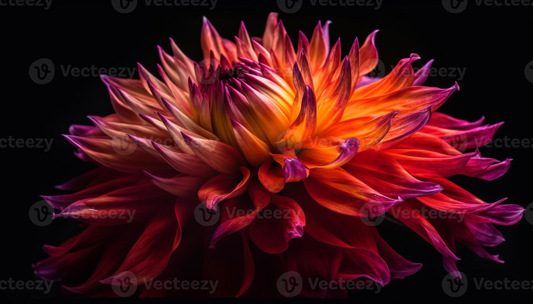 Vibrant petals of multi colored dahlias in fresh summer bouquet generated by AI photo
