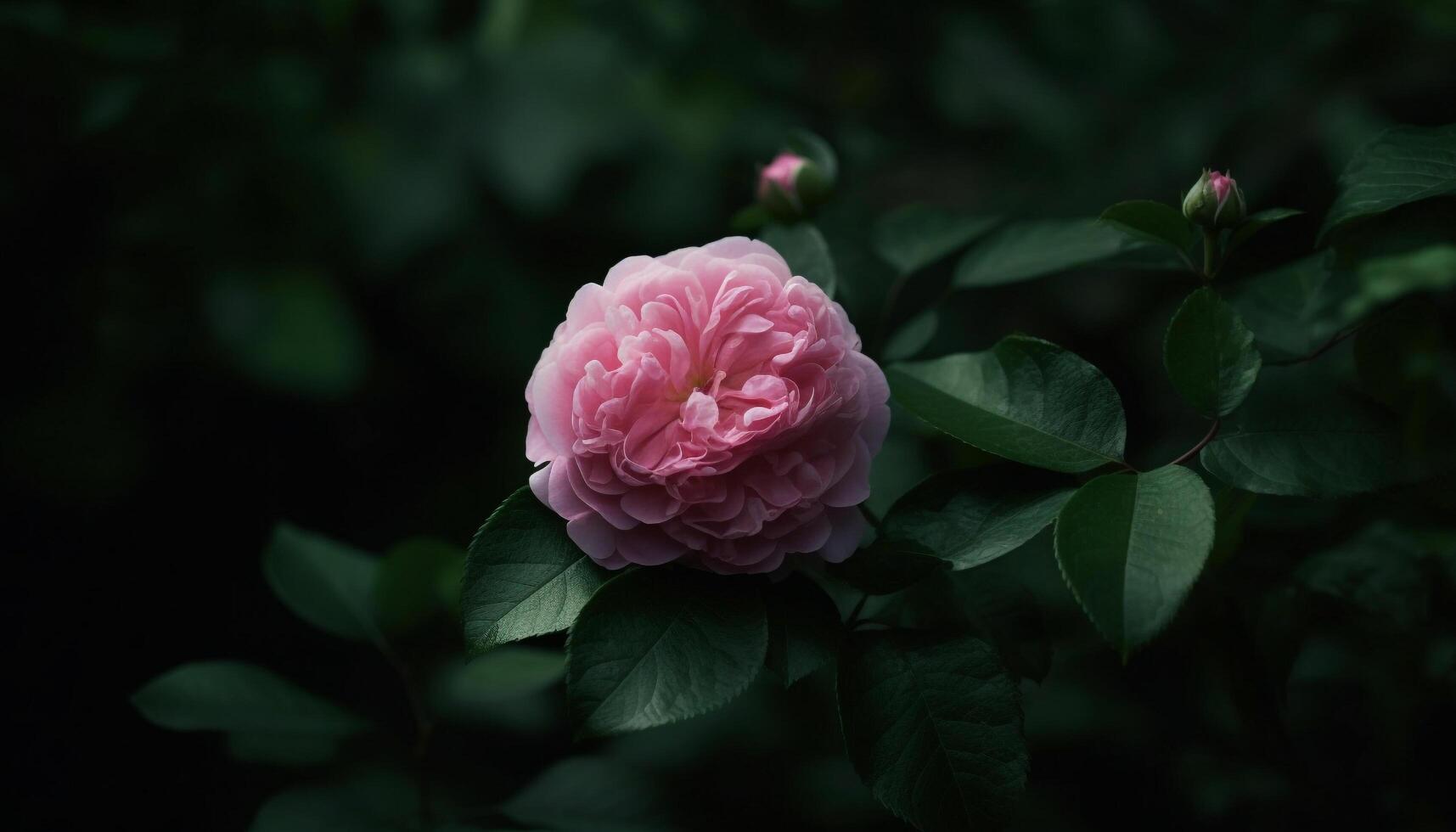 Soft pink petals of a peony bloom in a formal garden generated by AI photo