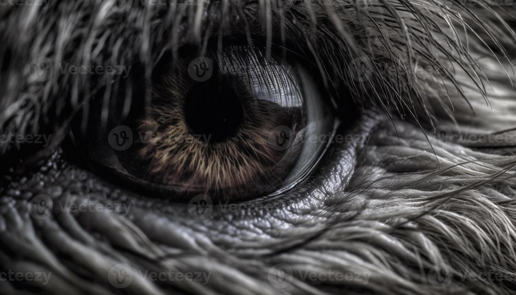 Cute domestic cat portrait with focus on foreground fur pattern generated by AI photo