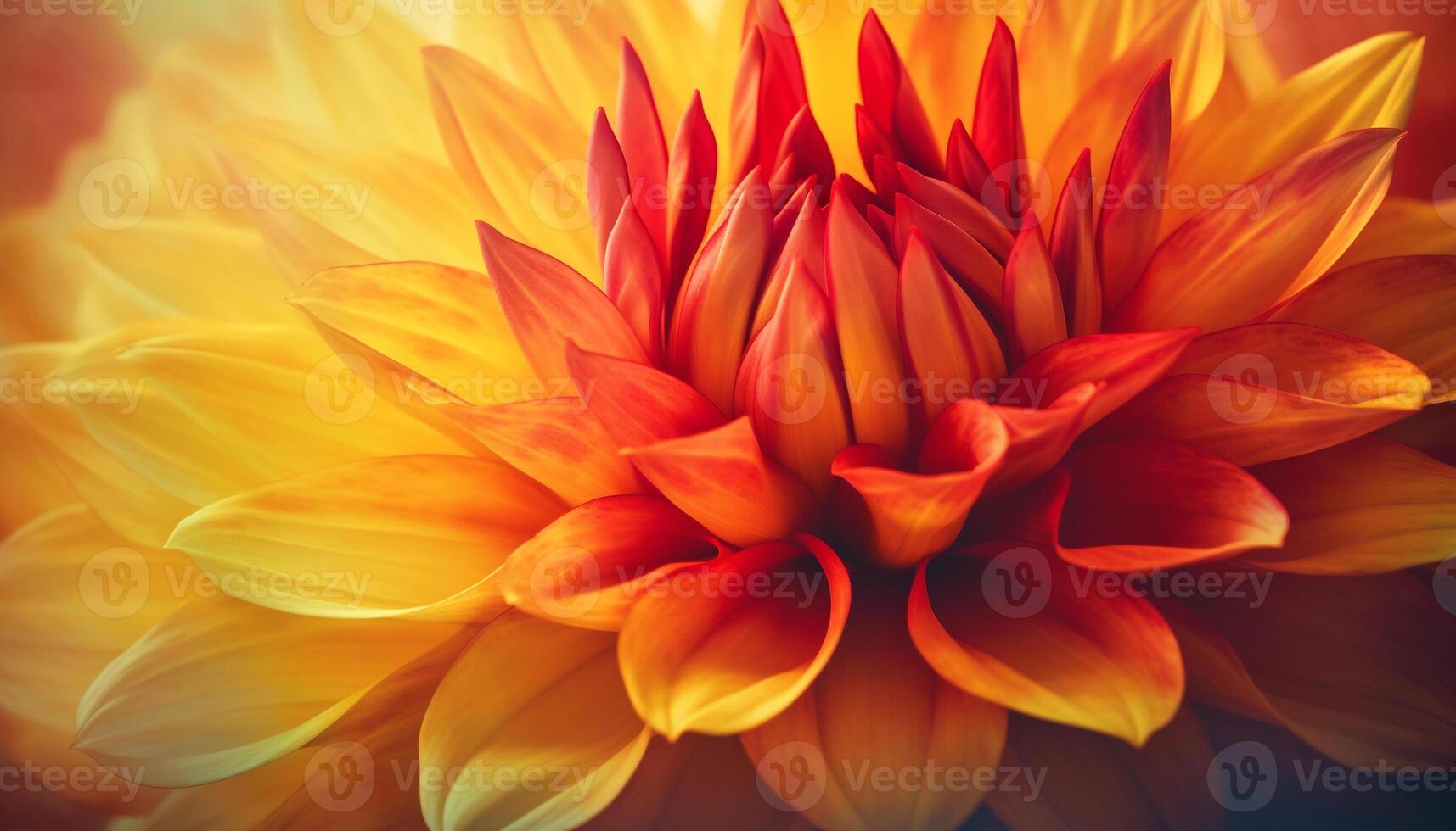 Vibrant yellow dahlia blossom, close up, showcasing its petal pattern generated by AI photo