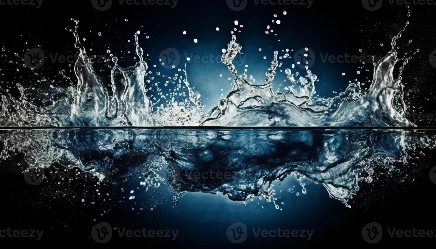 Blue wave of underwater motion, abstract nature liquid backdrop generated by AI photo