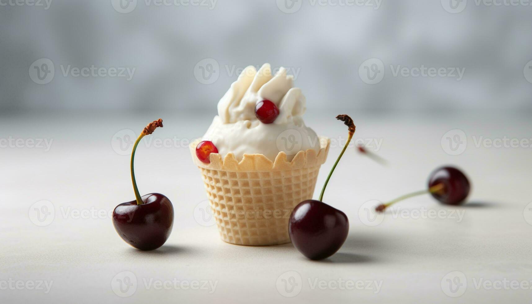 Fresh berry dessert with chocolate cream on cute summer table generated by AI photo