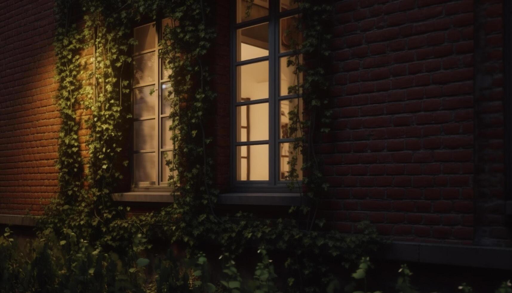 Old brick building with rustic facade and nature background outdoors generated by AI photo