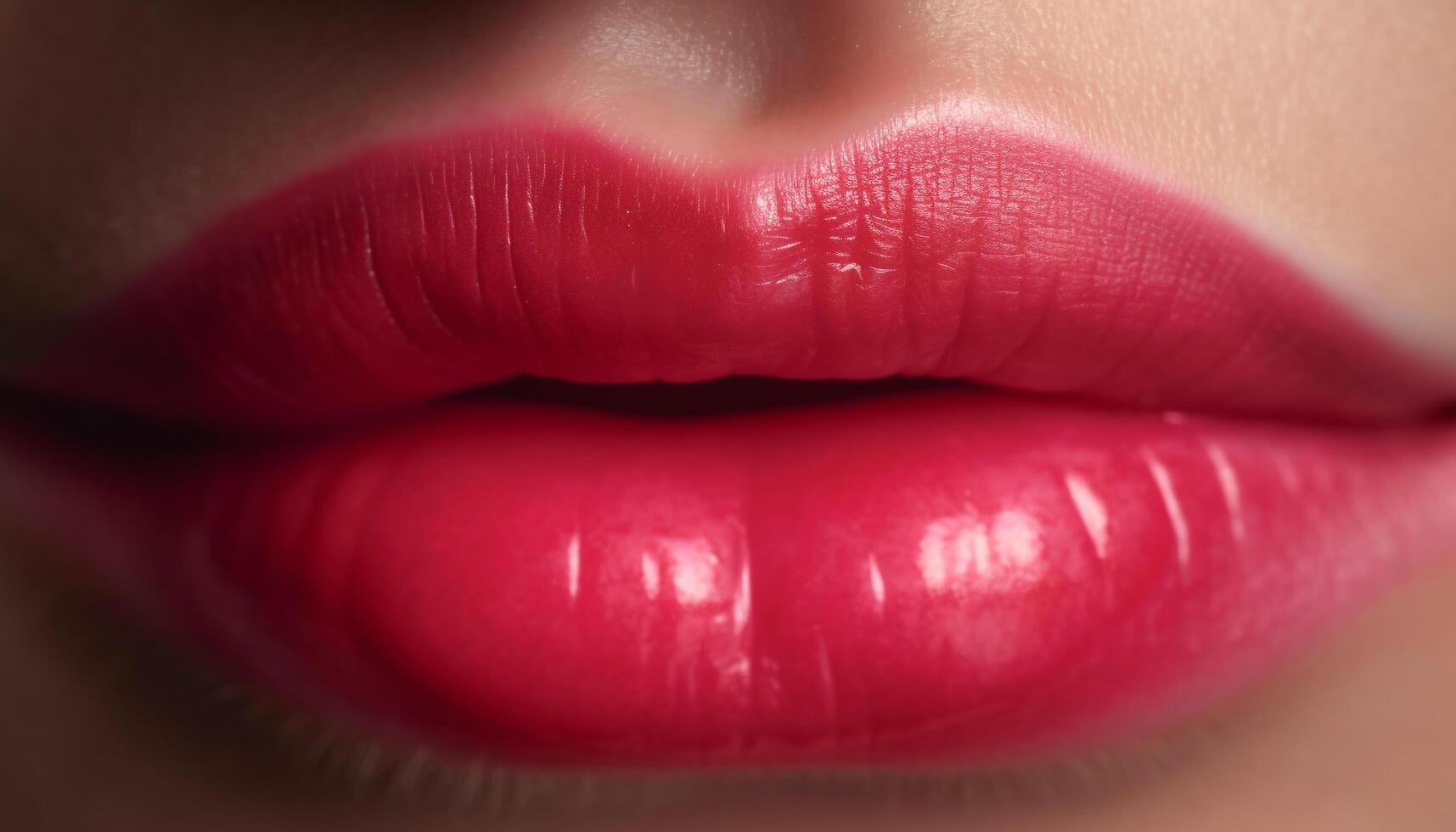 Beautiful woman lips shine with sensuality and elegance in close up generated by AI photo