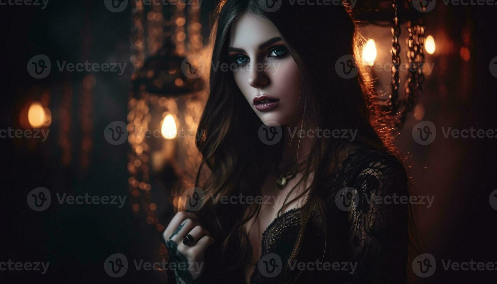 Beautiful young woman exudes sensuality in elegant nightclub celebration generated by AI photo