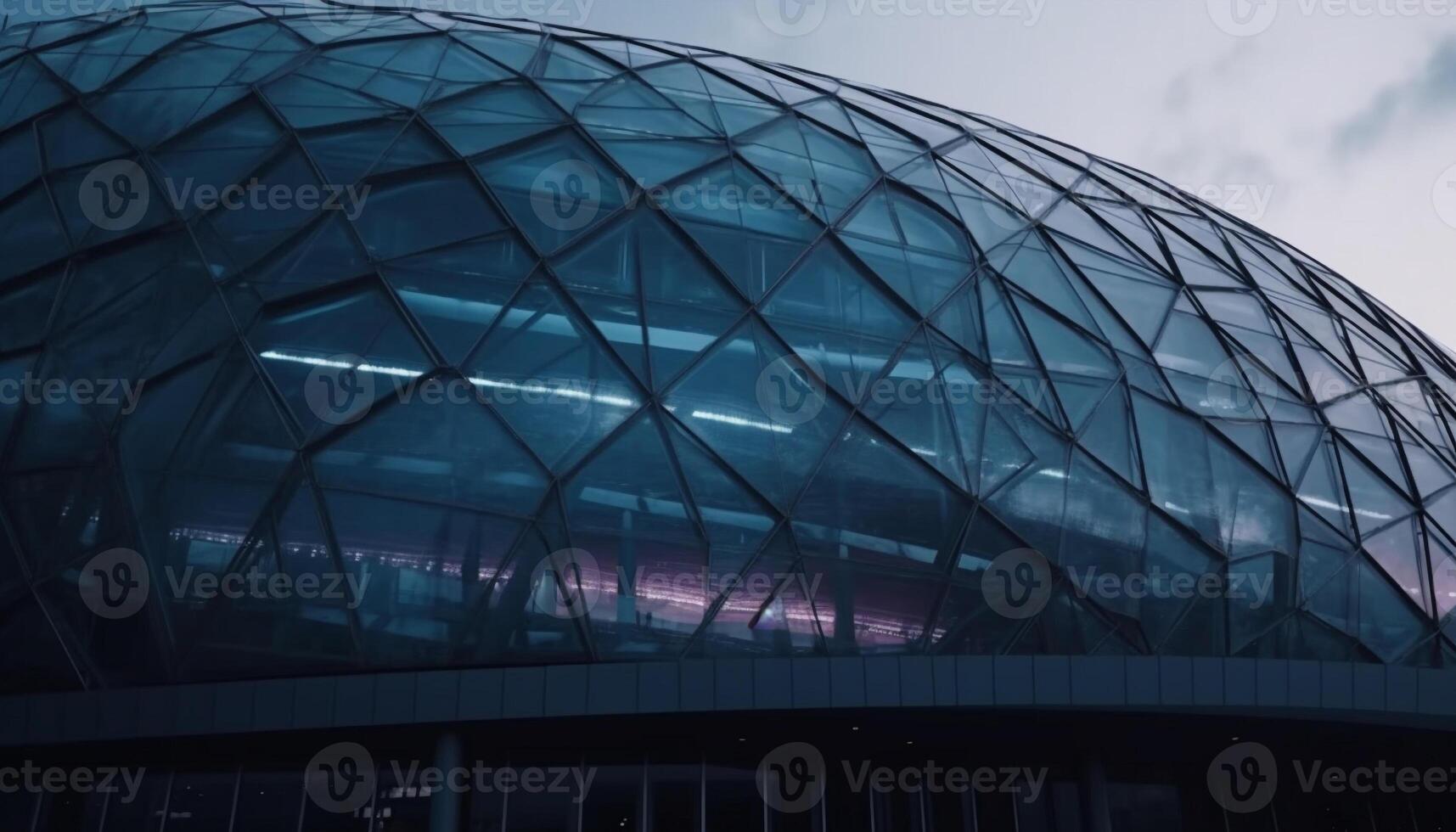 Futuristic architecture illuminates Beijing modern skyline with transparent glass and steel generated by AI photo