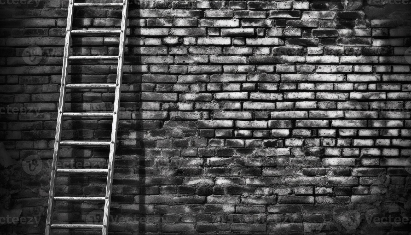 One person clambering up the ladder of success, conquering adversity generated by AI photo