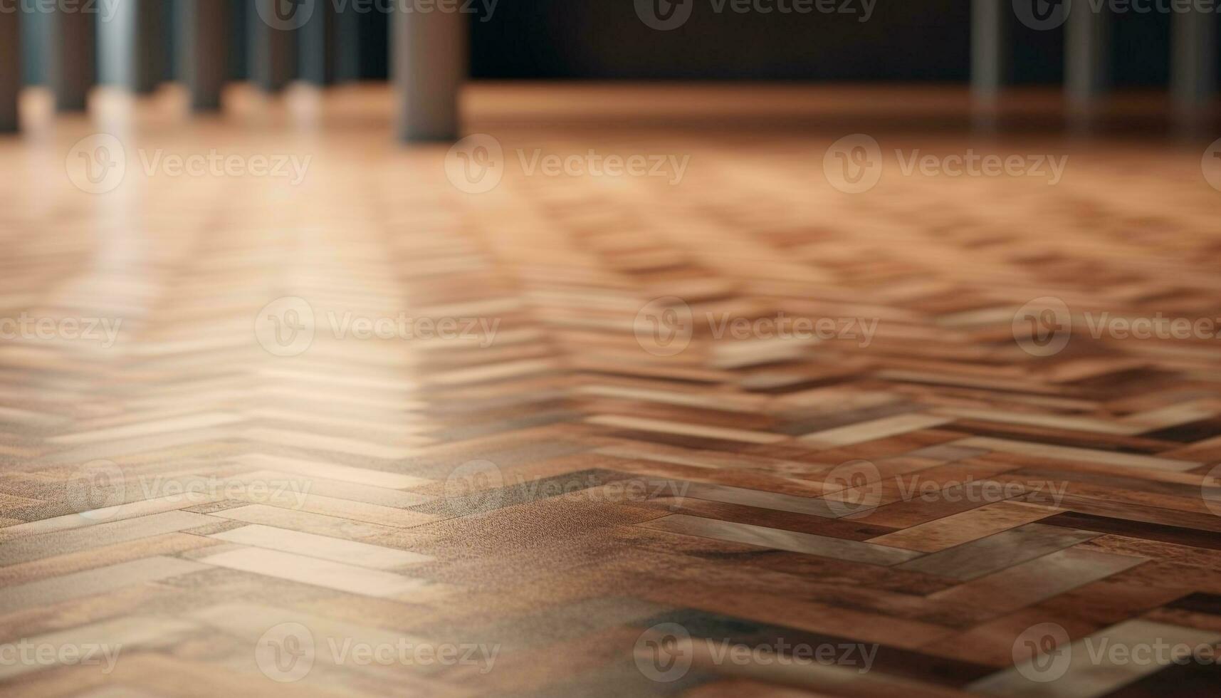 Abstract hardwood flooring in modern domestic room with striped pattern generated by AI photo