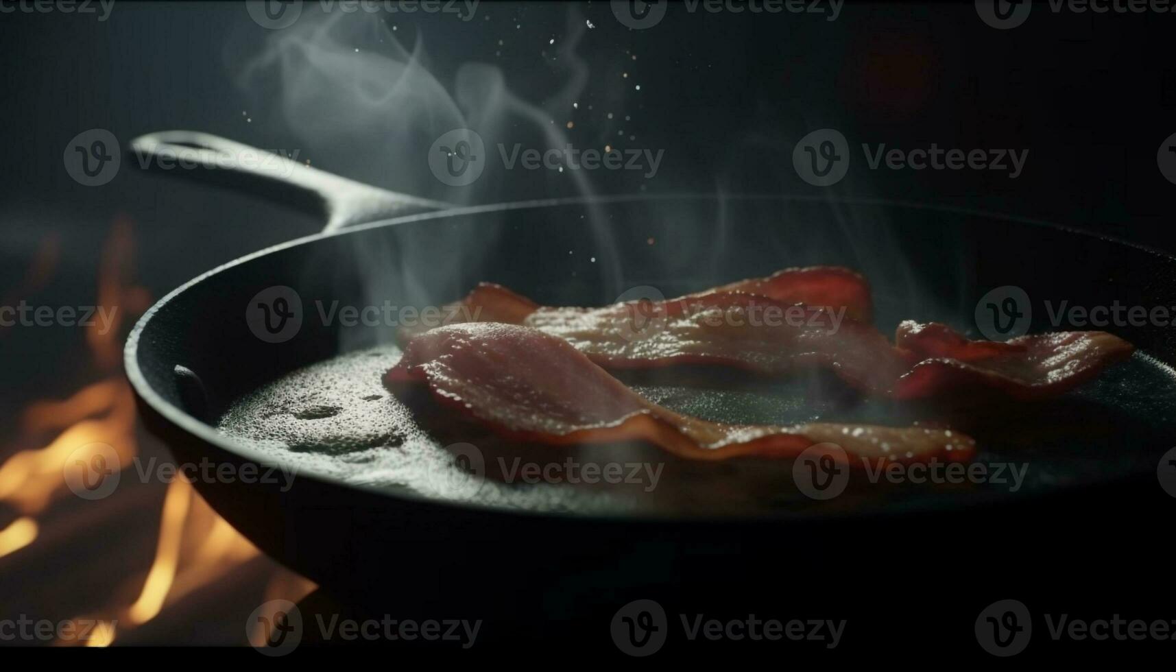 Grilled pork steak with bacon and vegetable sauce, cooked perfectly generated by AI photo