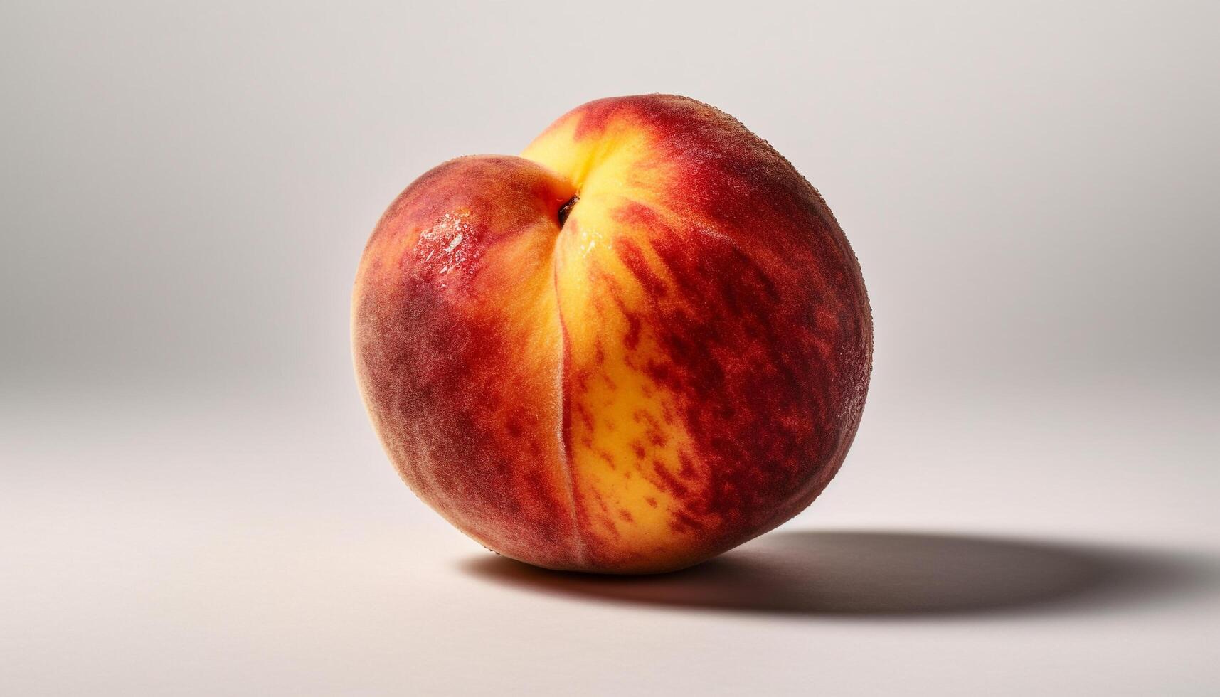 Juicy heart shaped peach, symbol of love and healthy eating generated