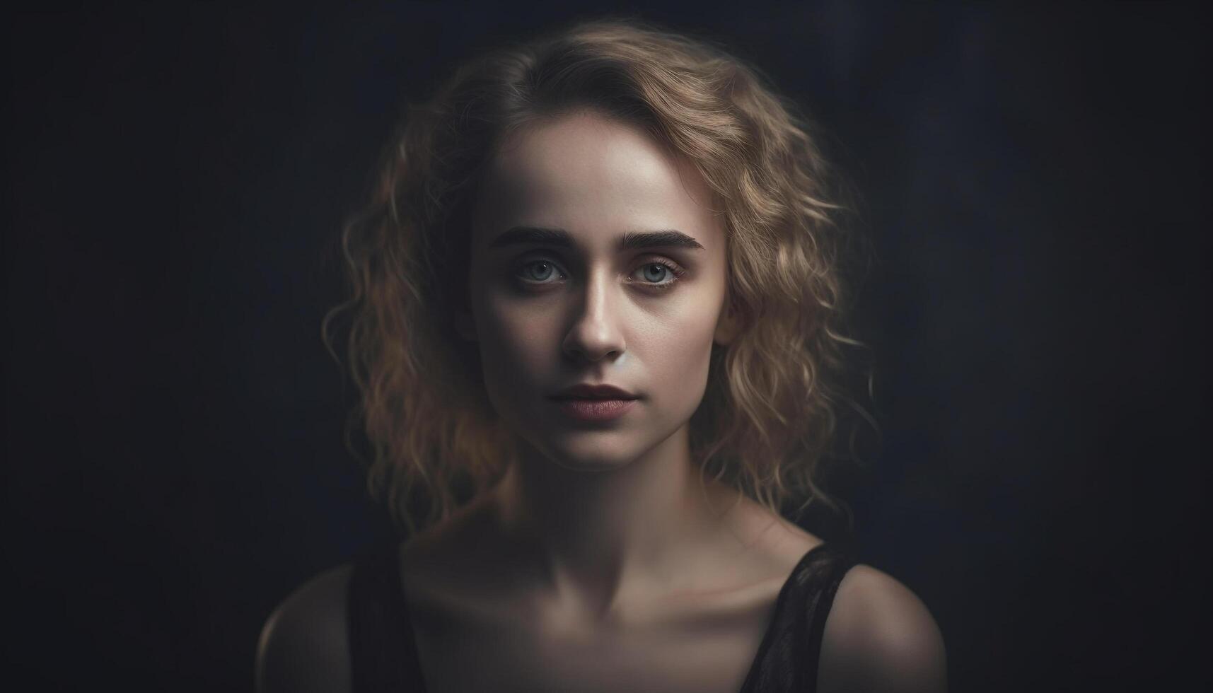 Beautiful young woman with confidence and elegance, looking at camera generated by AI photo
