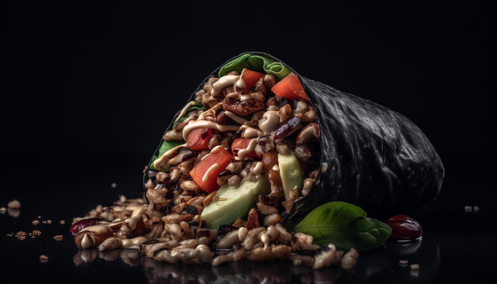 Fresh organic vegetable salad with tomato, bean, and herb variation generated by AI photo