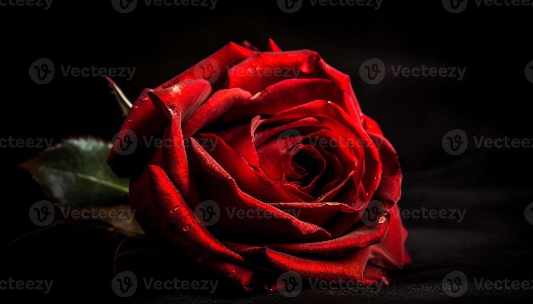 Single rose symbolizes love and romance in a close up shot generated by AI photo