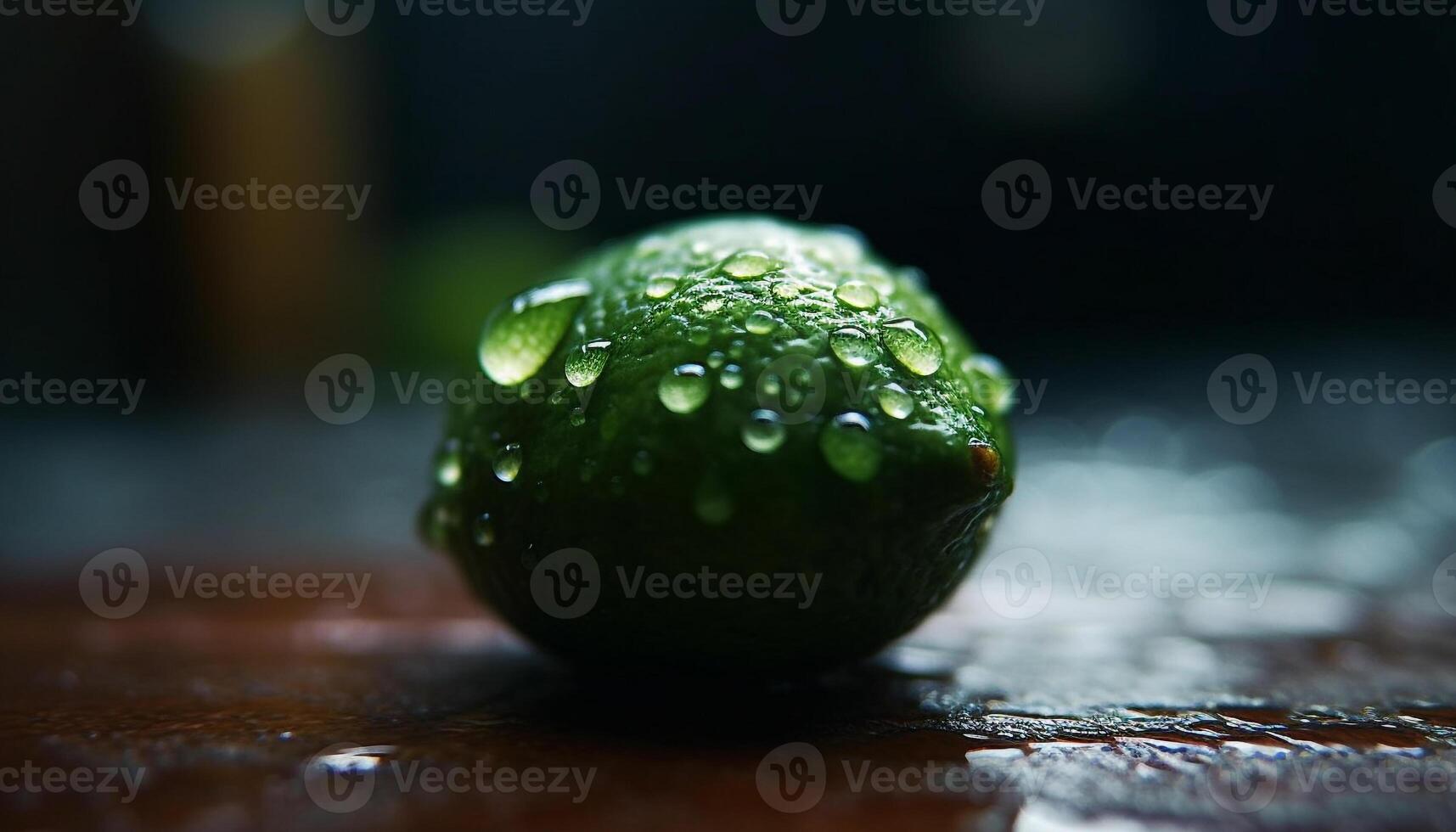 Refreshing citrus drink with lime slice on clean wooden table generated by AI photo