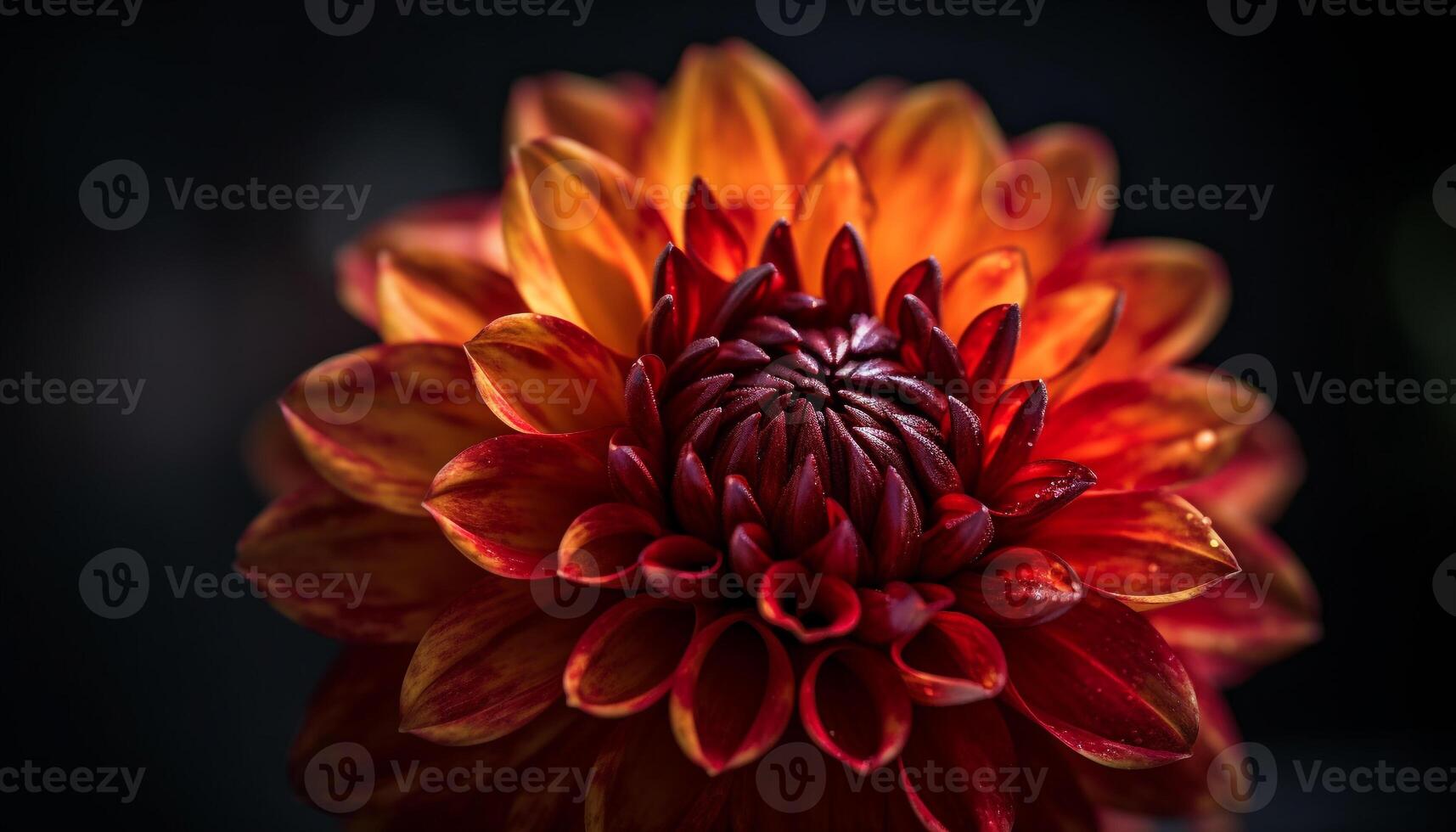 Vibrant bouquet of multi colored dahlias and chrysanthemums in vase generated by AI photo