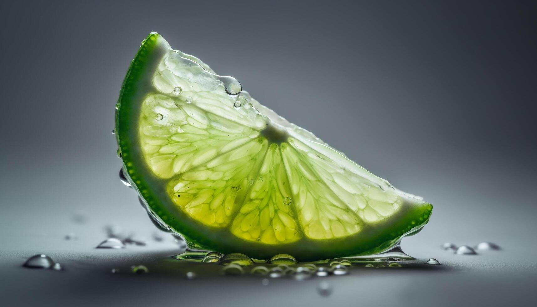 Fresh citrus slice, juicy and ripe, with a splash of water generated by AI photo