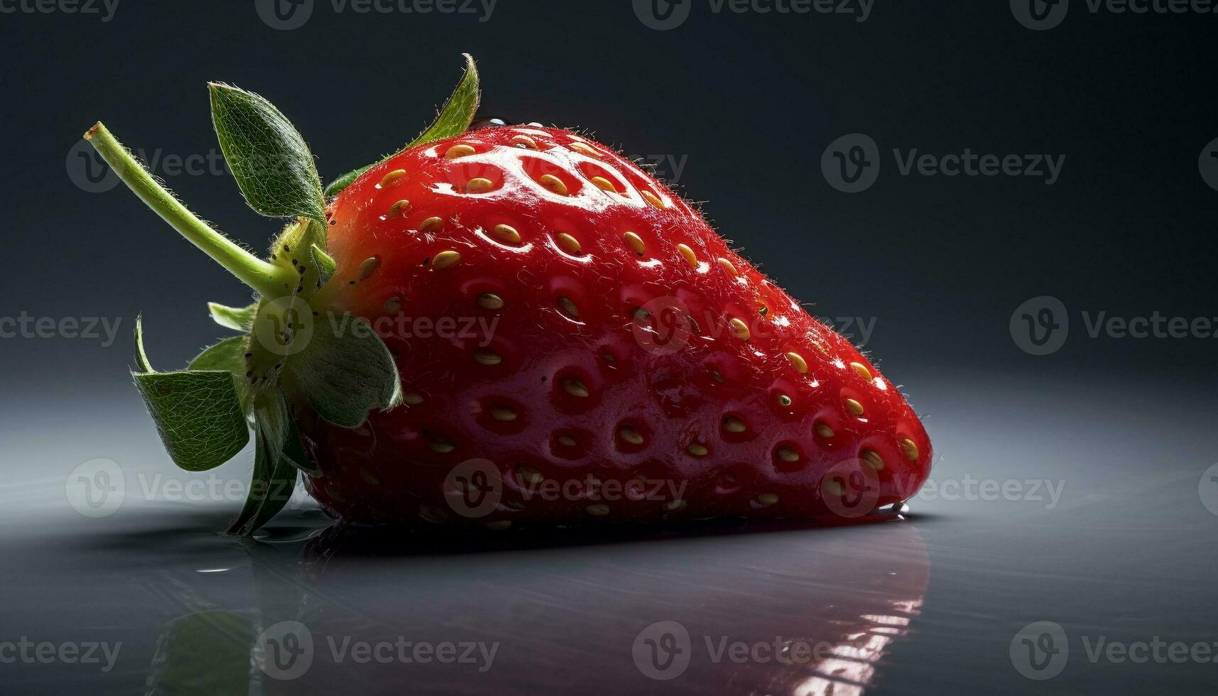 Juicy ripe strawberry, a healthy snack in vibrant green nature generated by AI photo