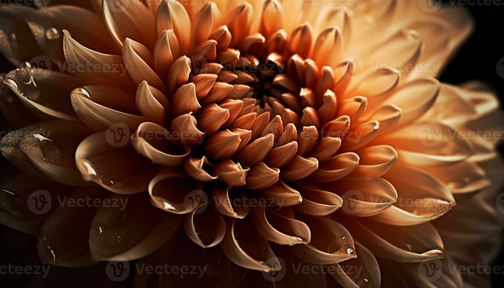 Vibrant petals of a wet dahlia blossom in close up generated by AI photo