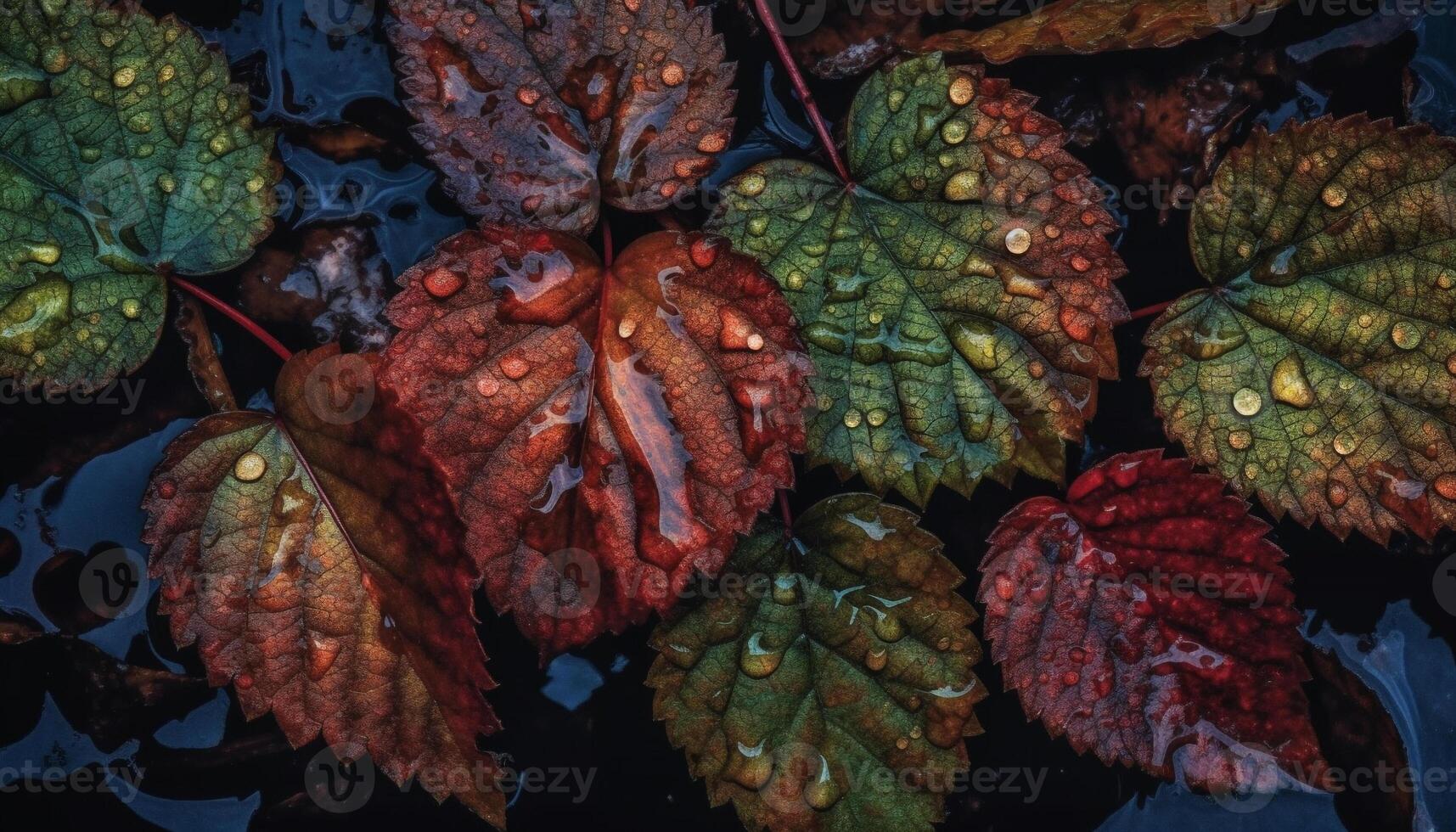 Vibrant autumn colors adorn nature beauty in close up macro generated by AI photo