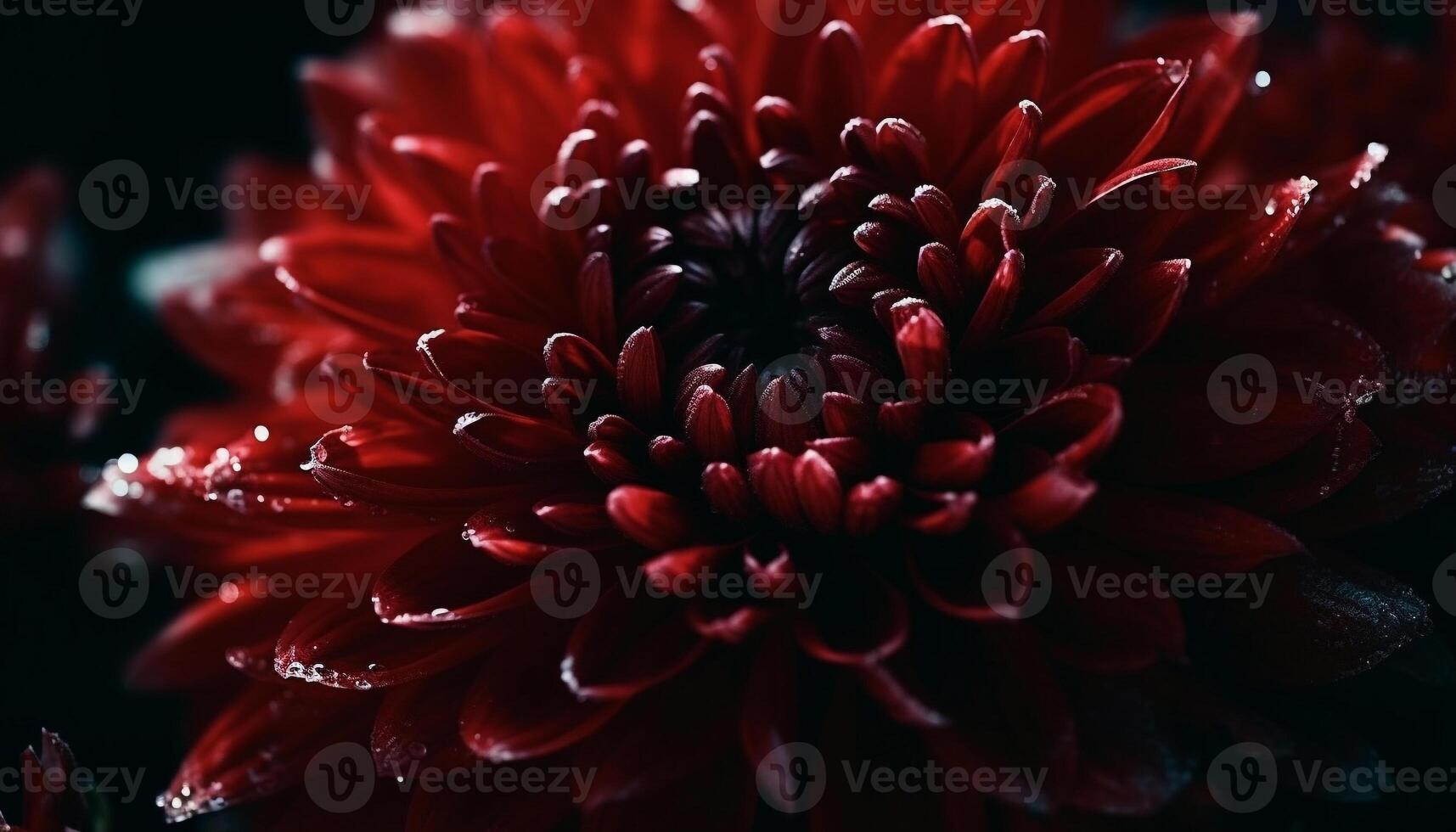Vibrant petals of multi colored chrysanthemum, wet with dew drops generated by AI photo
