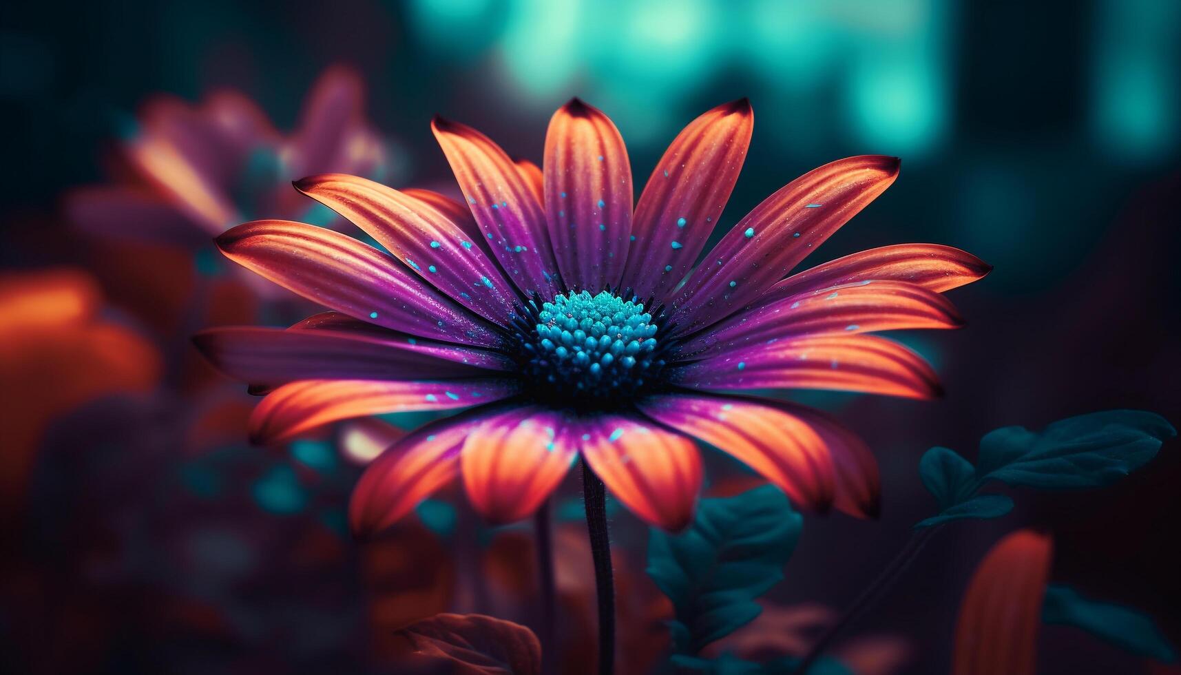 Vibrant gerbera daisy blossom in close up, showcasing multi colored petals generated by AI photo