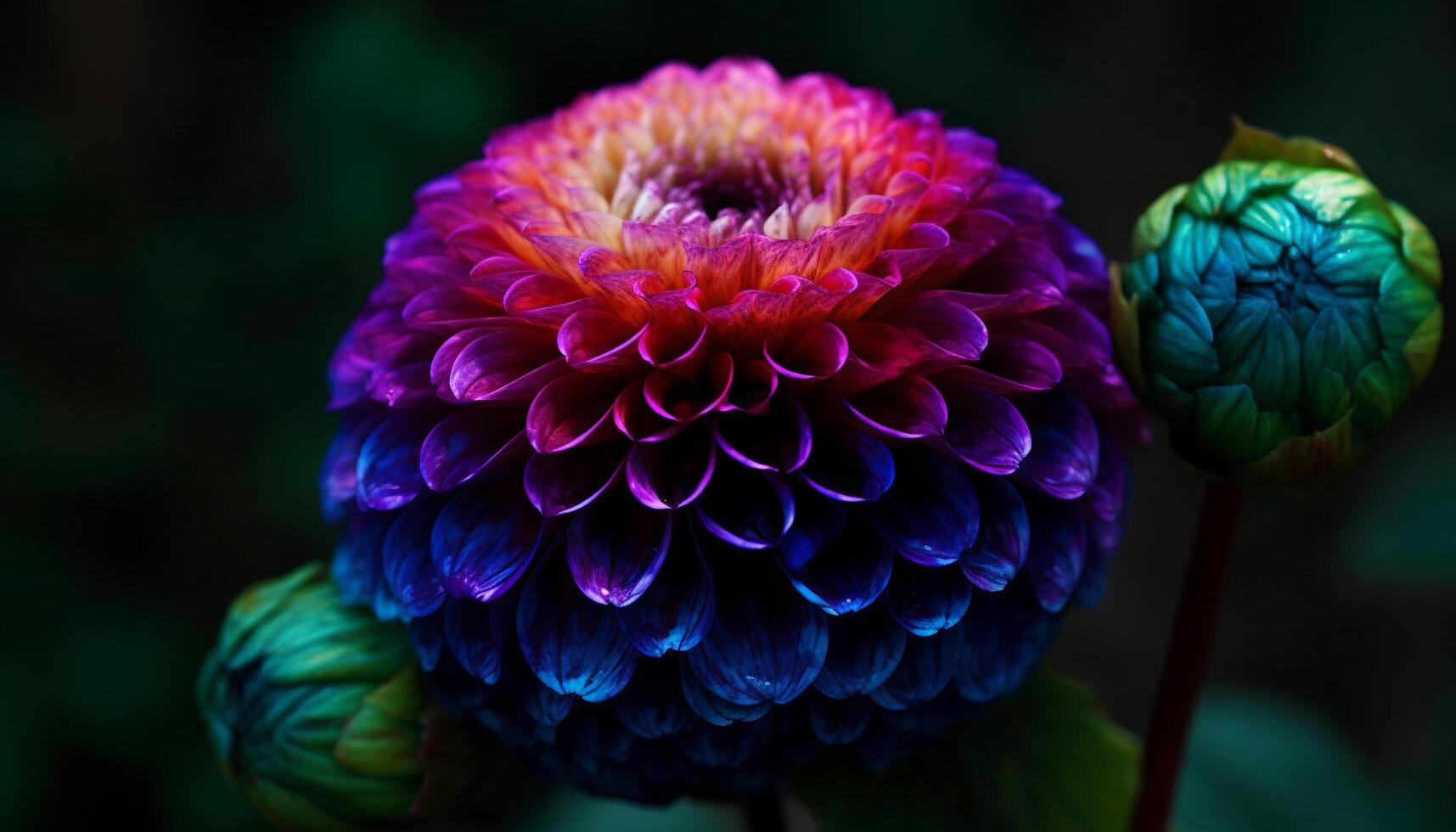 Vibrant multi colored petals of dahlias and gerbera daisies in bloom generated by AI photo