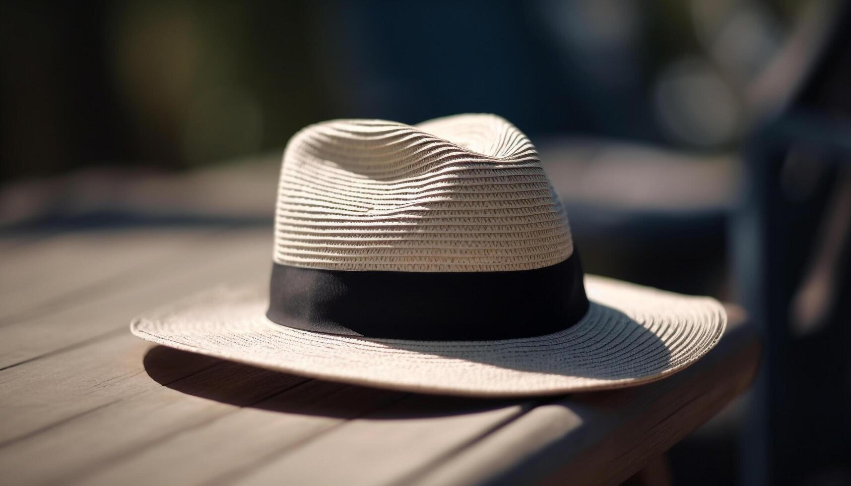 Straw hat and fedora, the perfect headwear for summer elegance generated by AI photo