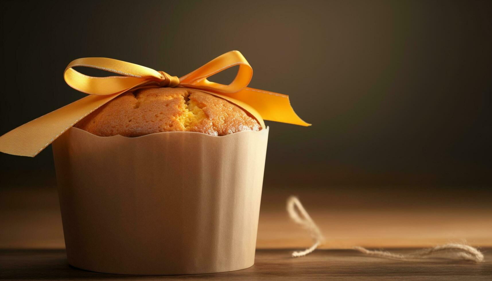 Homemade gourmet dessert gift wrapped in festive wrapping paper generated by AI photo