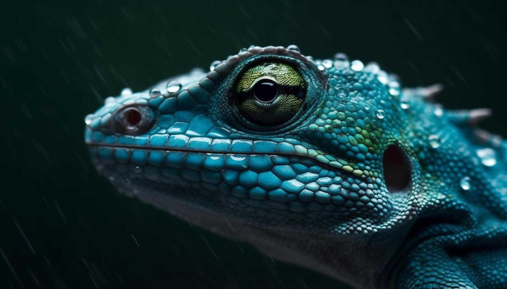 Endangered gecko in tropical rainforest, looking at camera with focus generated by AI photo