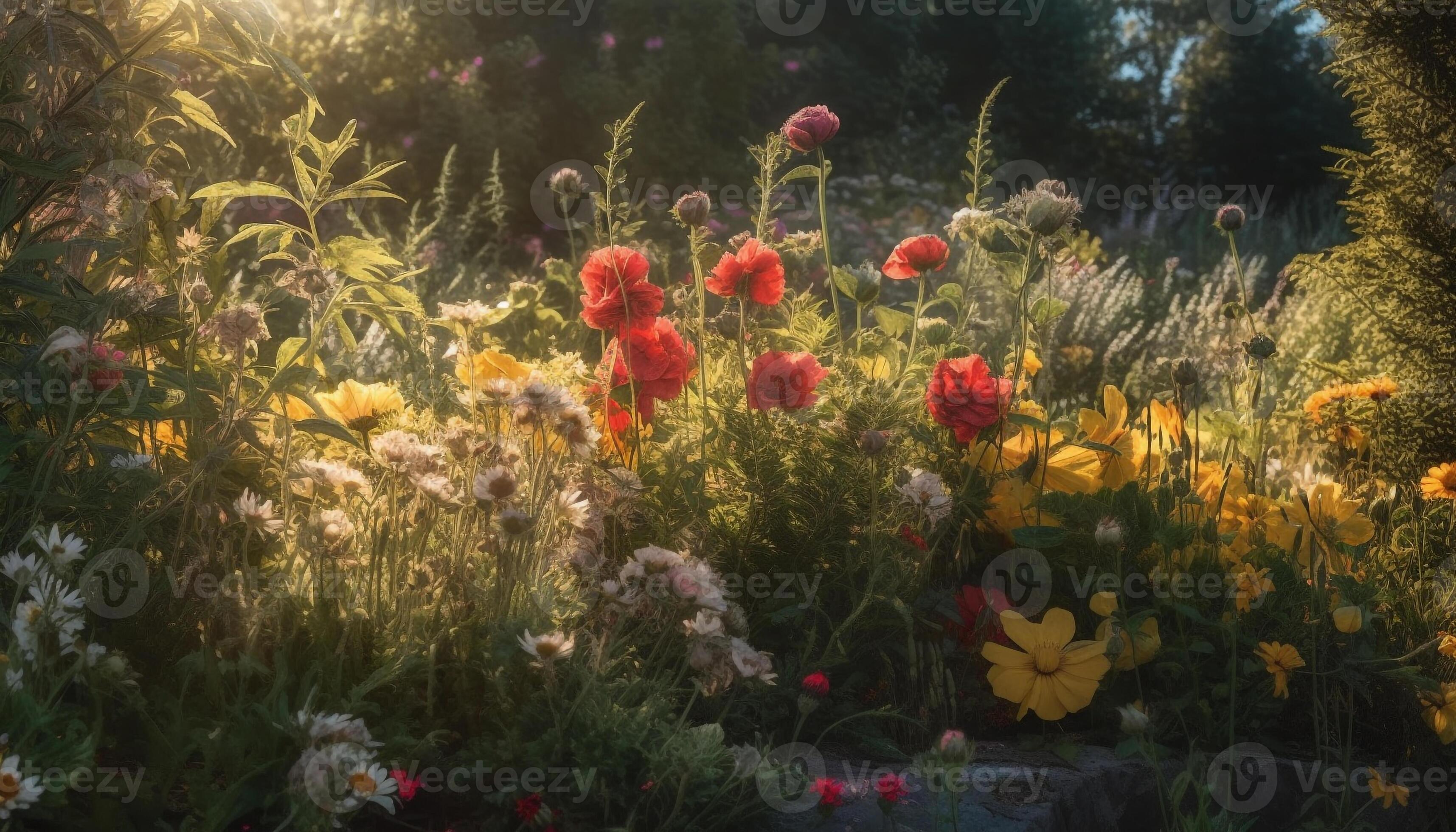 Vibrant wildflower meadow showcases nature beauty in multi