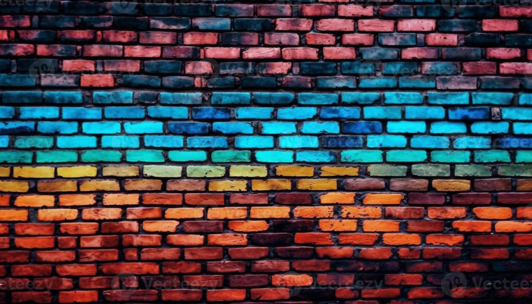 Abstract brick wall backdrop with textured effect in vibrant colors generated by AI photo