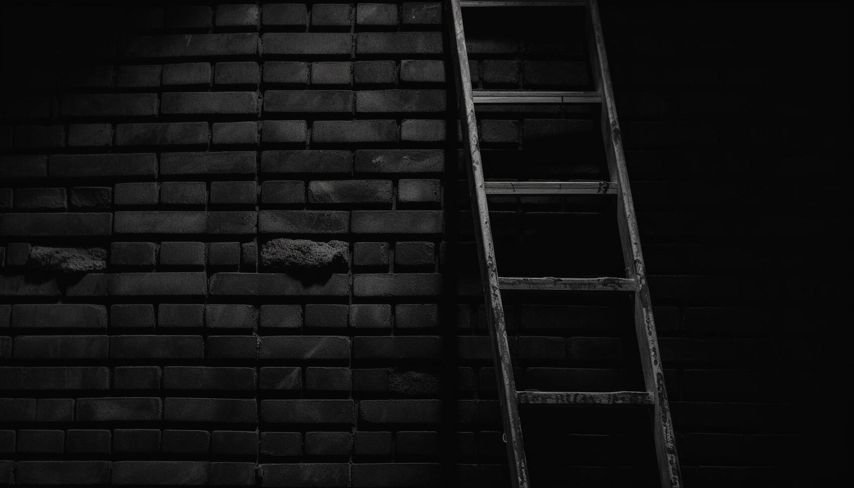 Businessman conquering adversity, climbing ladder of success with determination generated by AI photo