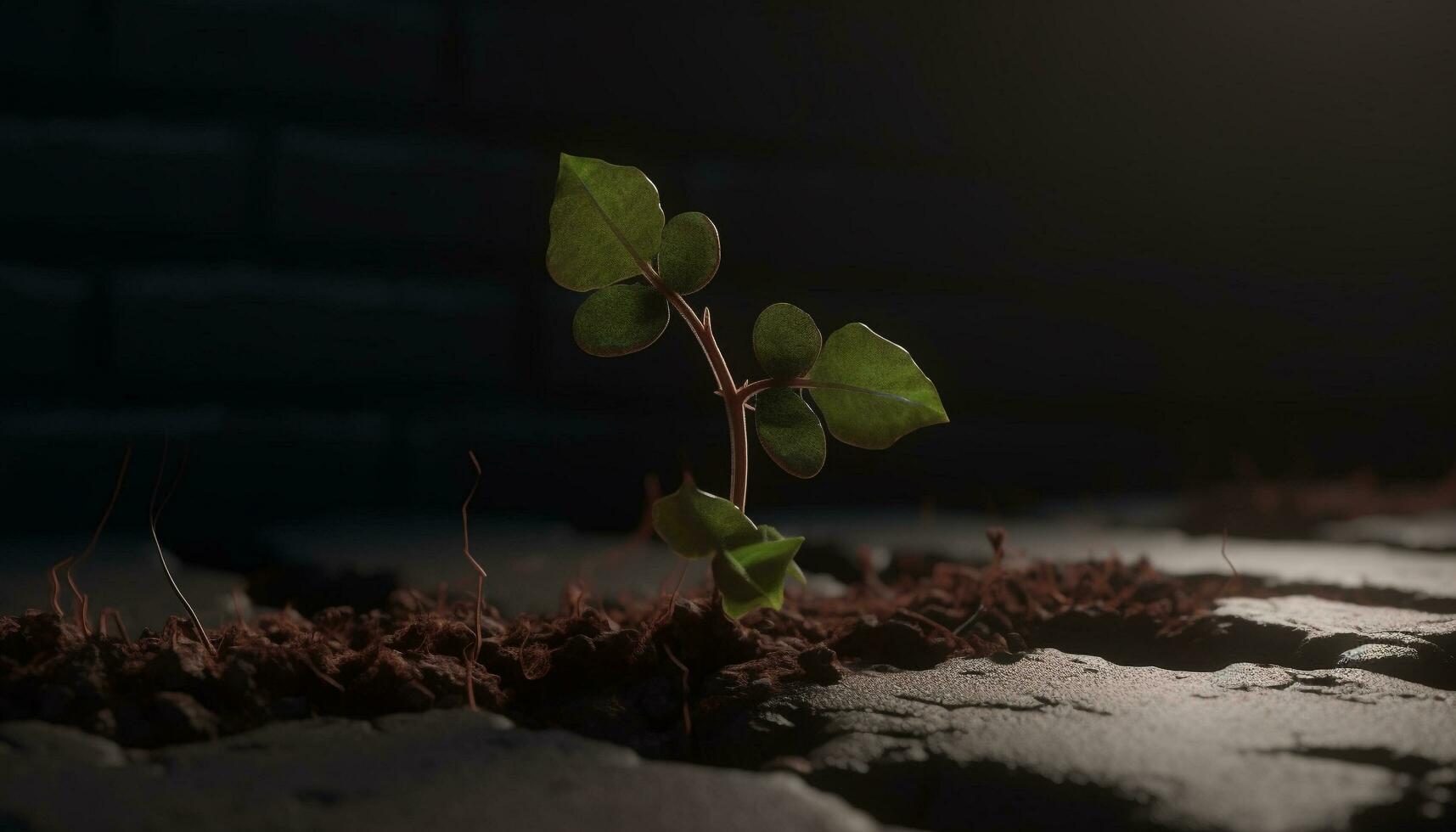 Fresco verde planta de semillero crece en mojado lodo, rodeado por naturaleza generado por ai foto