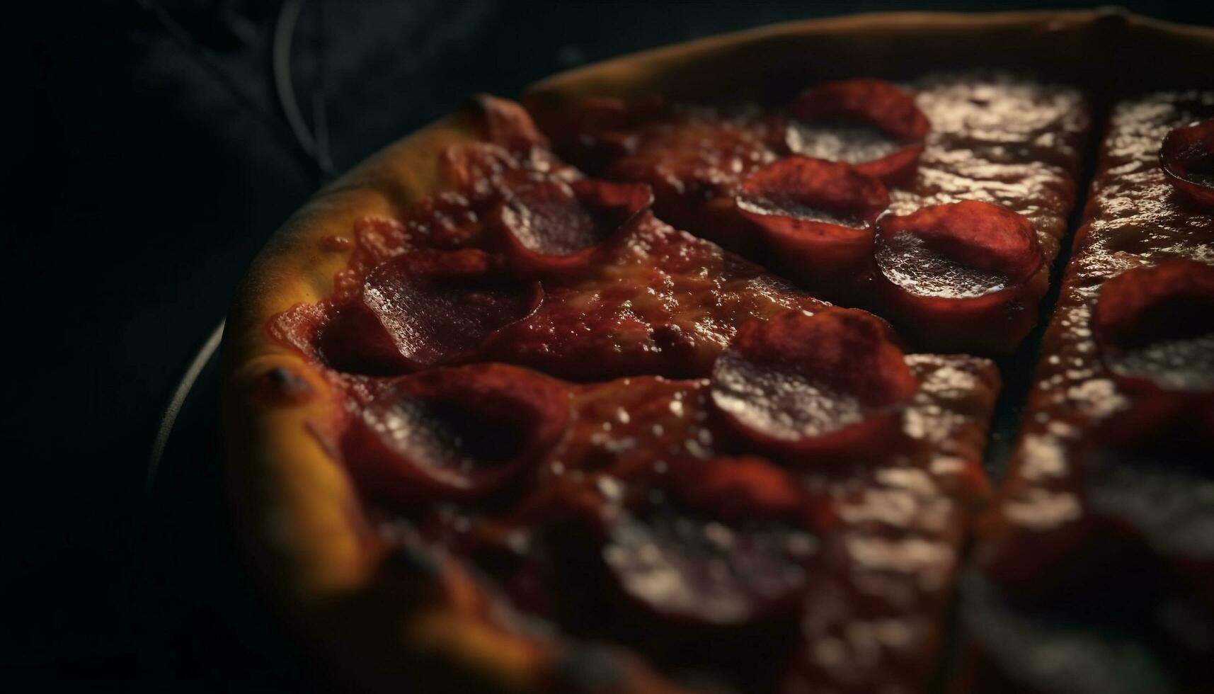 recién horneado gastrónomo Pizza en rústico de madera mesa, Listo a comer indulgencia generado por ai foto