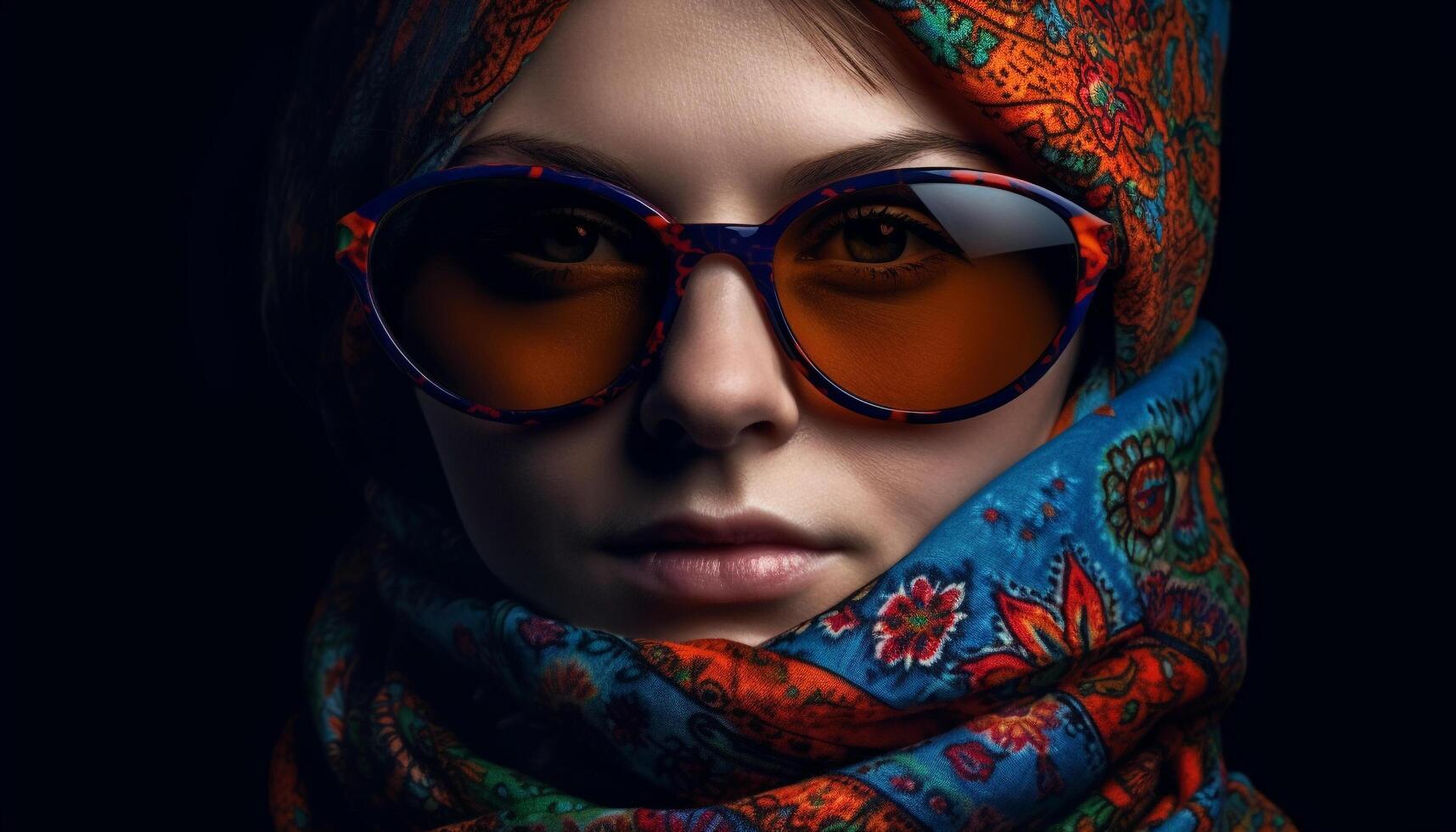 Beautiful young woman in sunglasses exudes elegance and sensuality generated by AI photo