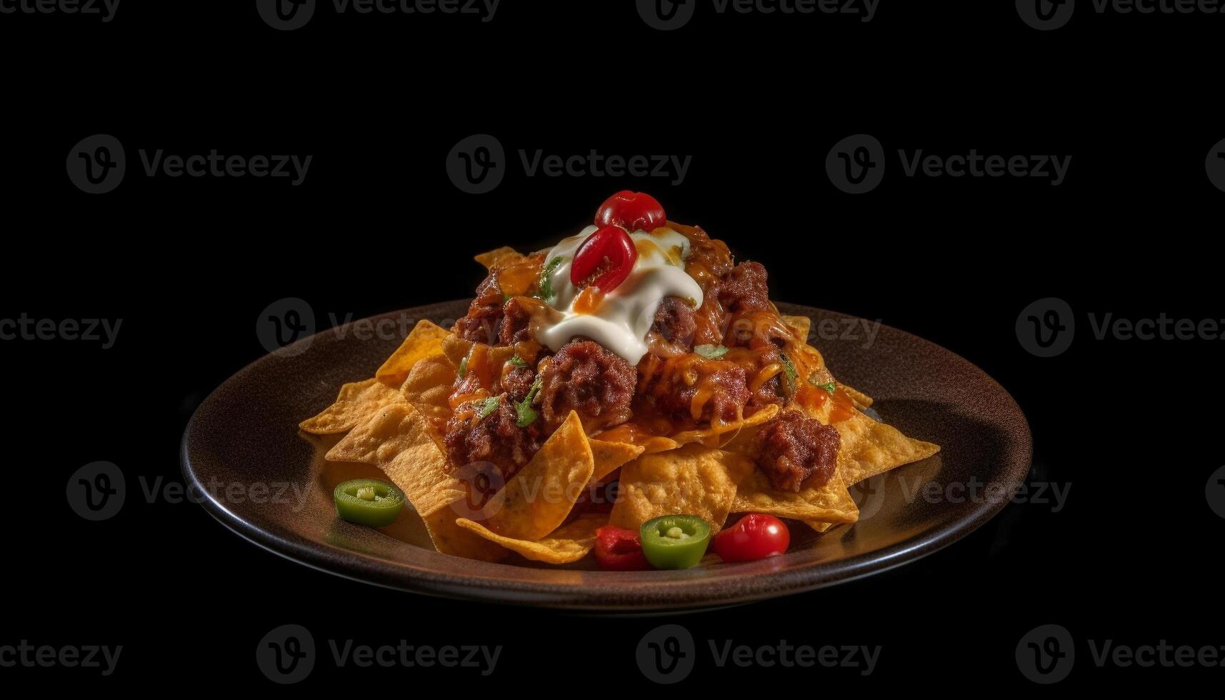 Fresh gourmet taco bowl with meat, guacamole, and cilantro salsa generated by AI photo