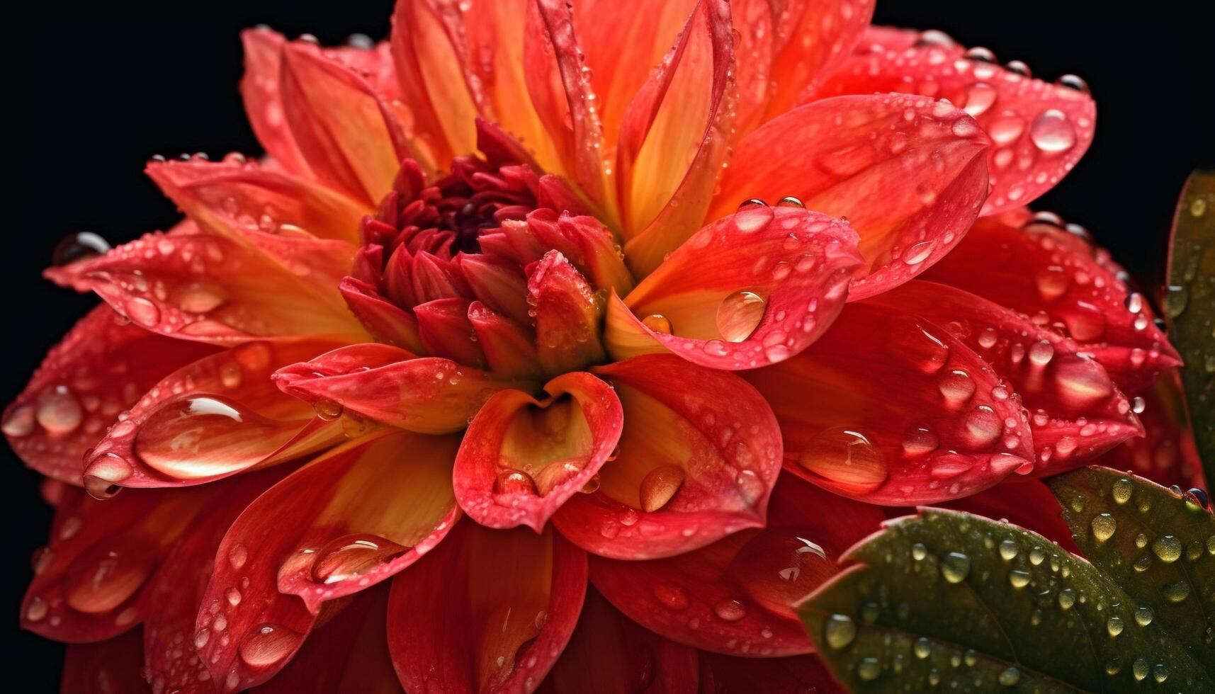 Vibrant gerbera daisy in wet autumn garden, love beauty abstract generated by AI photo