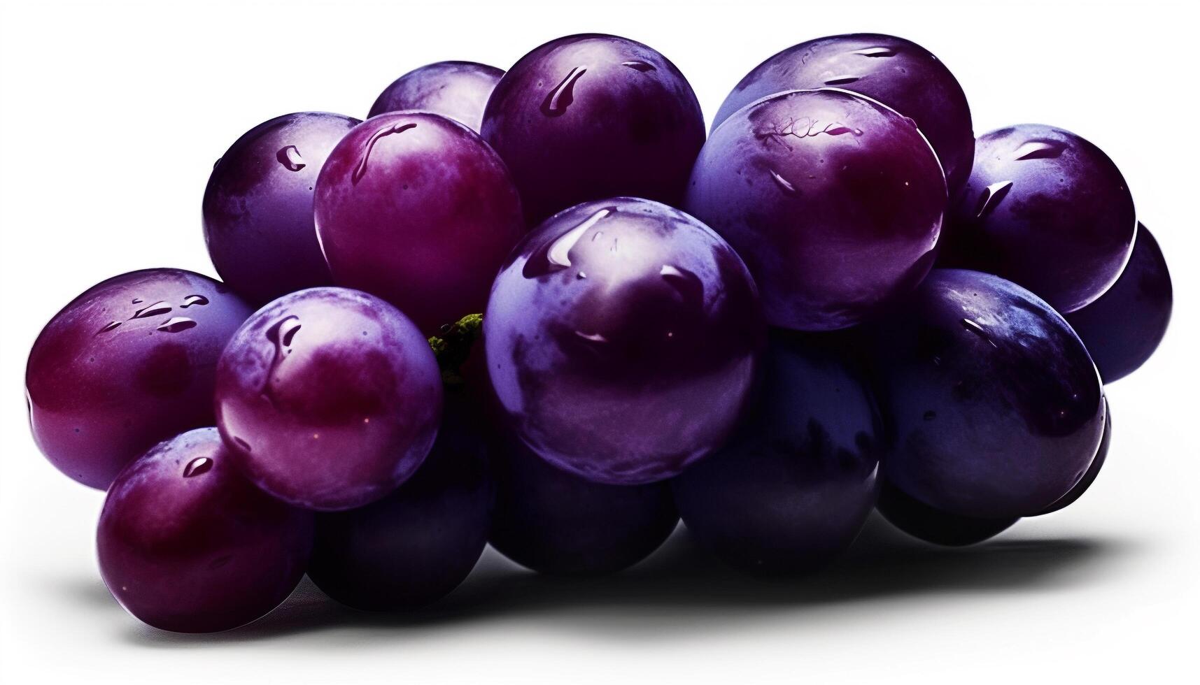 Juicy grape bunch, fresh and ripe, on white background generated by AI photo