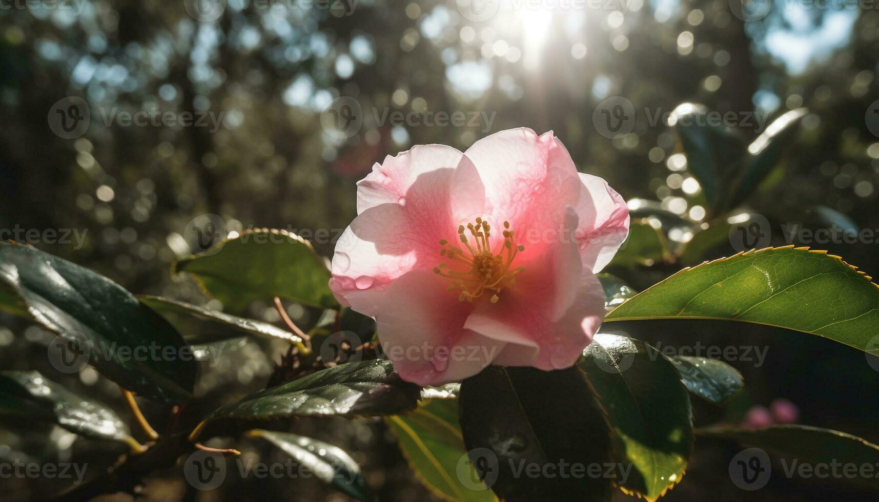 Vibrant hibiscus blossom in tropical garden, close up of petal generated by AI photo