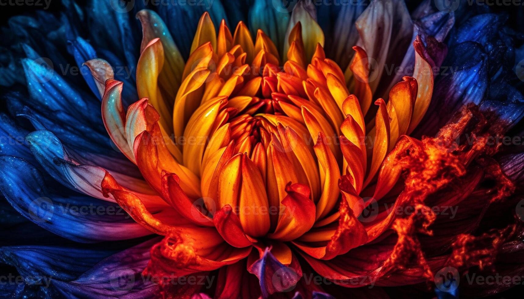 Vibrant colored flower head, close up, showcasing beauty in nature generated by AI photo