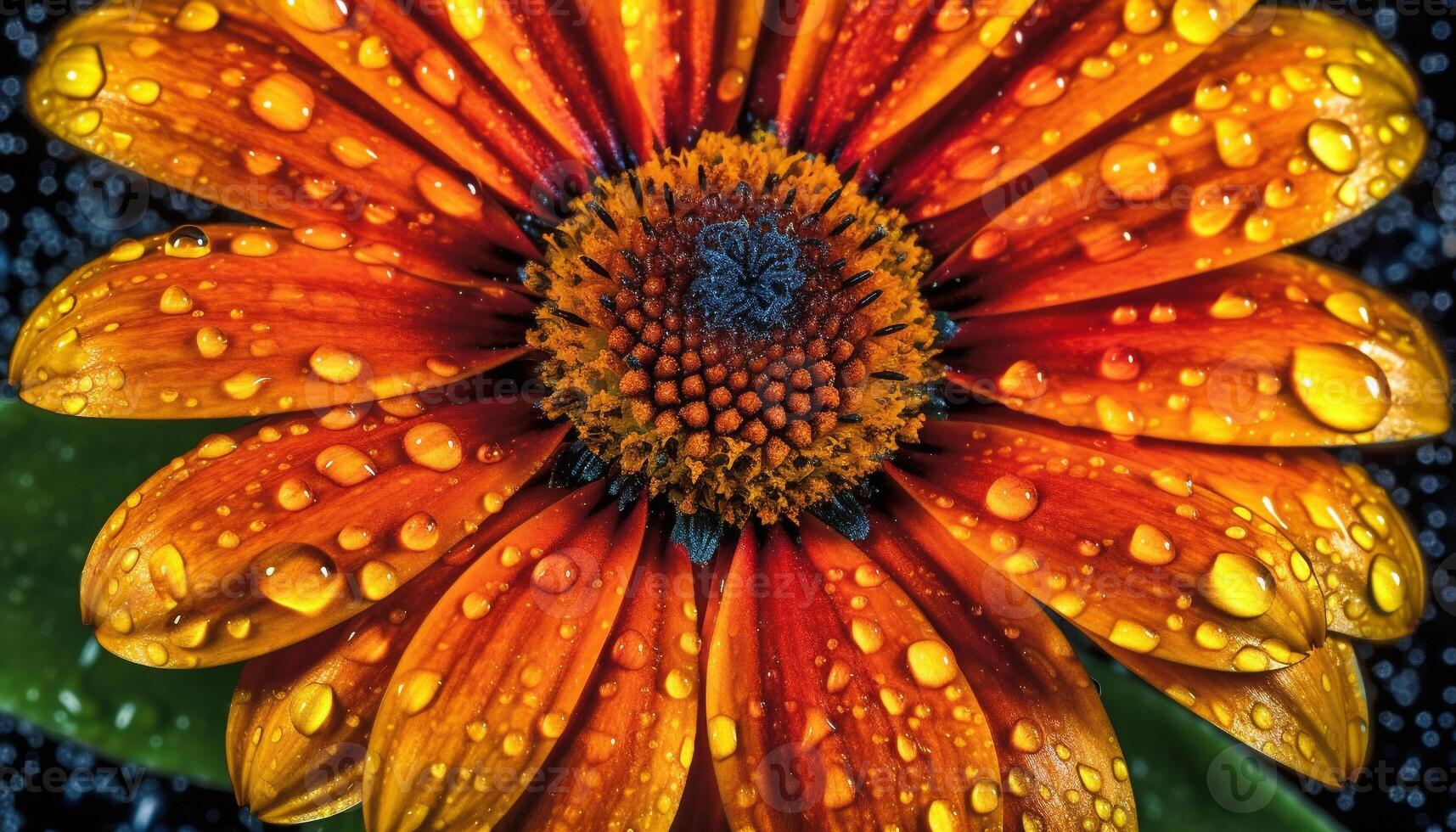 Vibrant yellow gerbera daisy in dewy meadow reflects summer beauty generated by AI photo