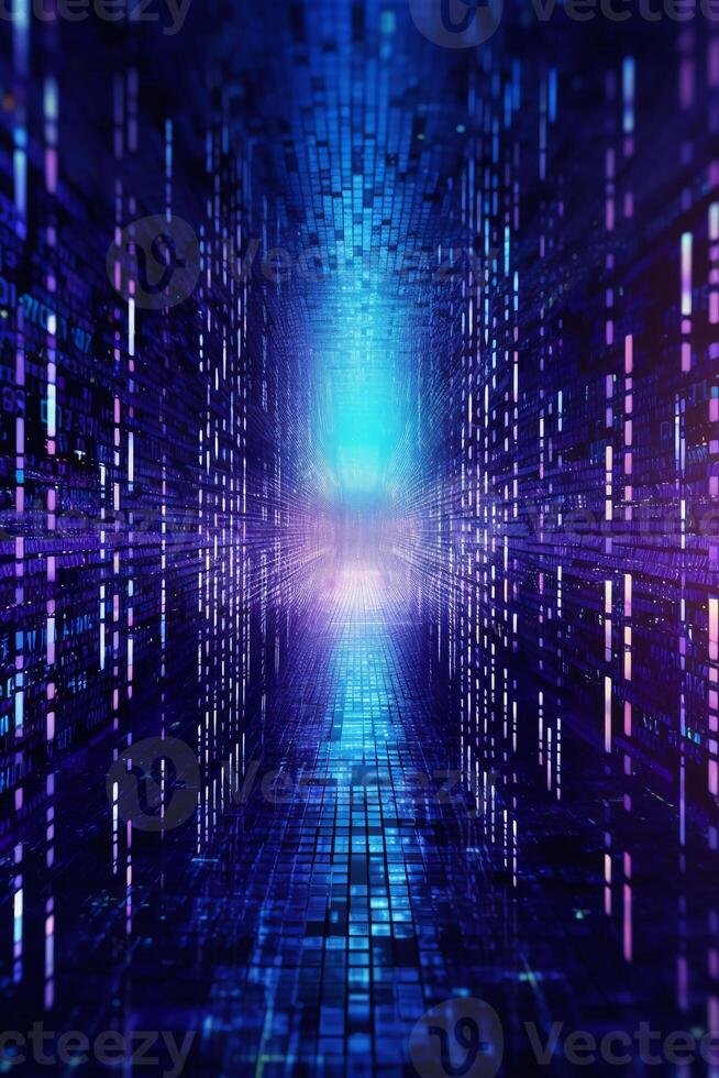 Binary code on a holographic background. photo