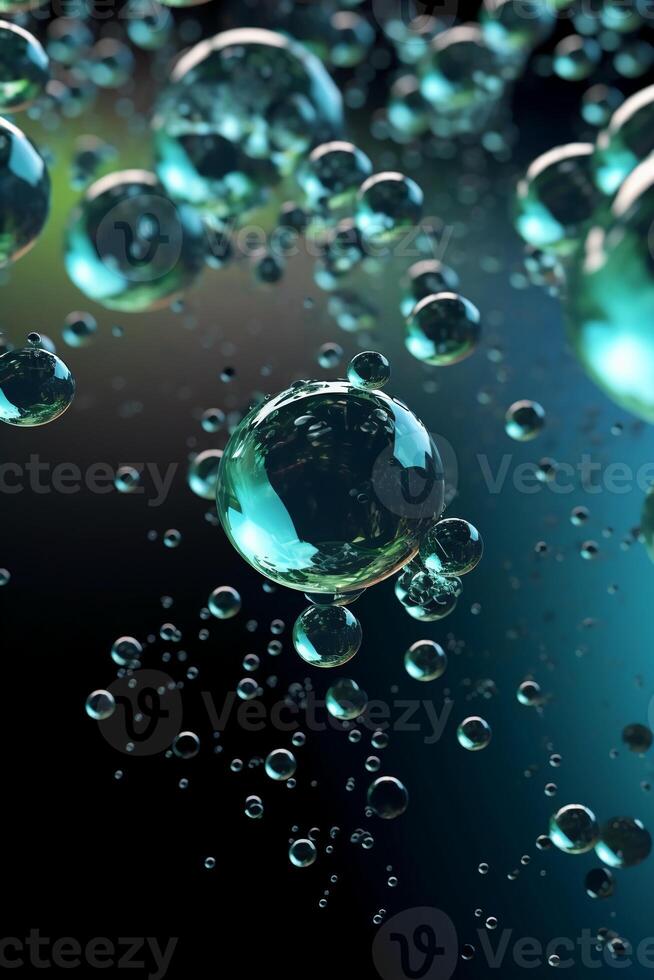 Floating 3d water bubbles. photo