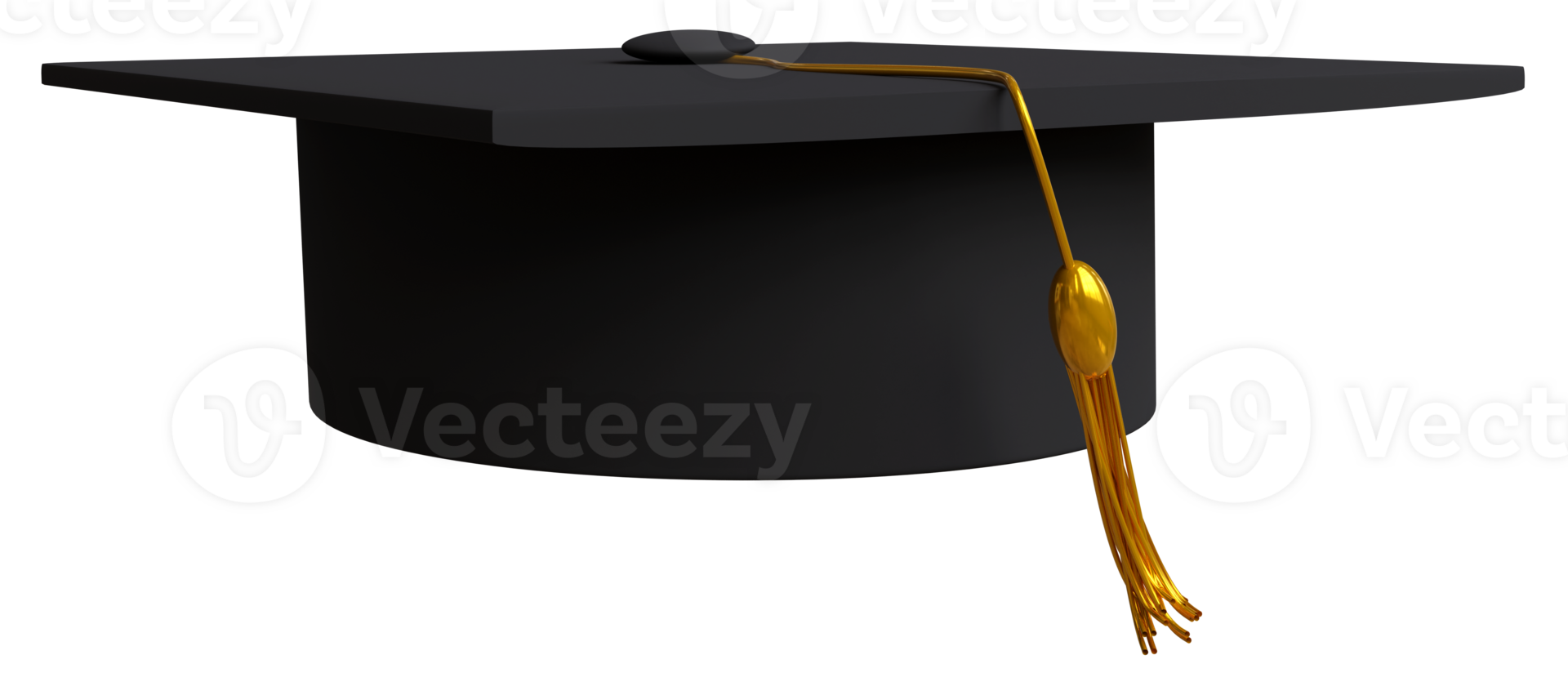 Black graduate hat high school with gold tassels, university graduation