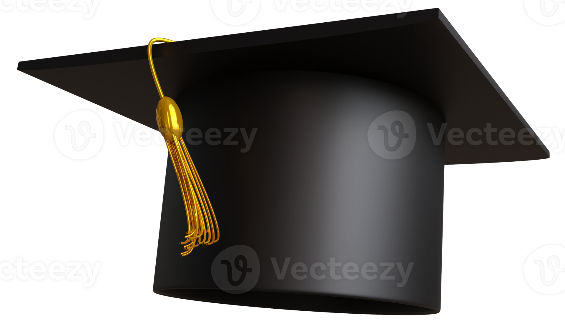 Black graduate hat high school with gold tassels, university graduation