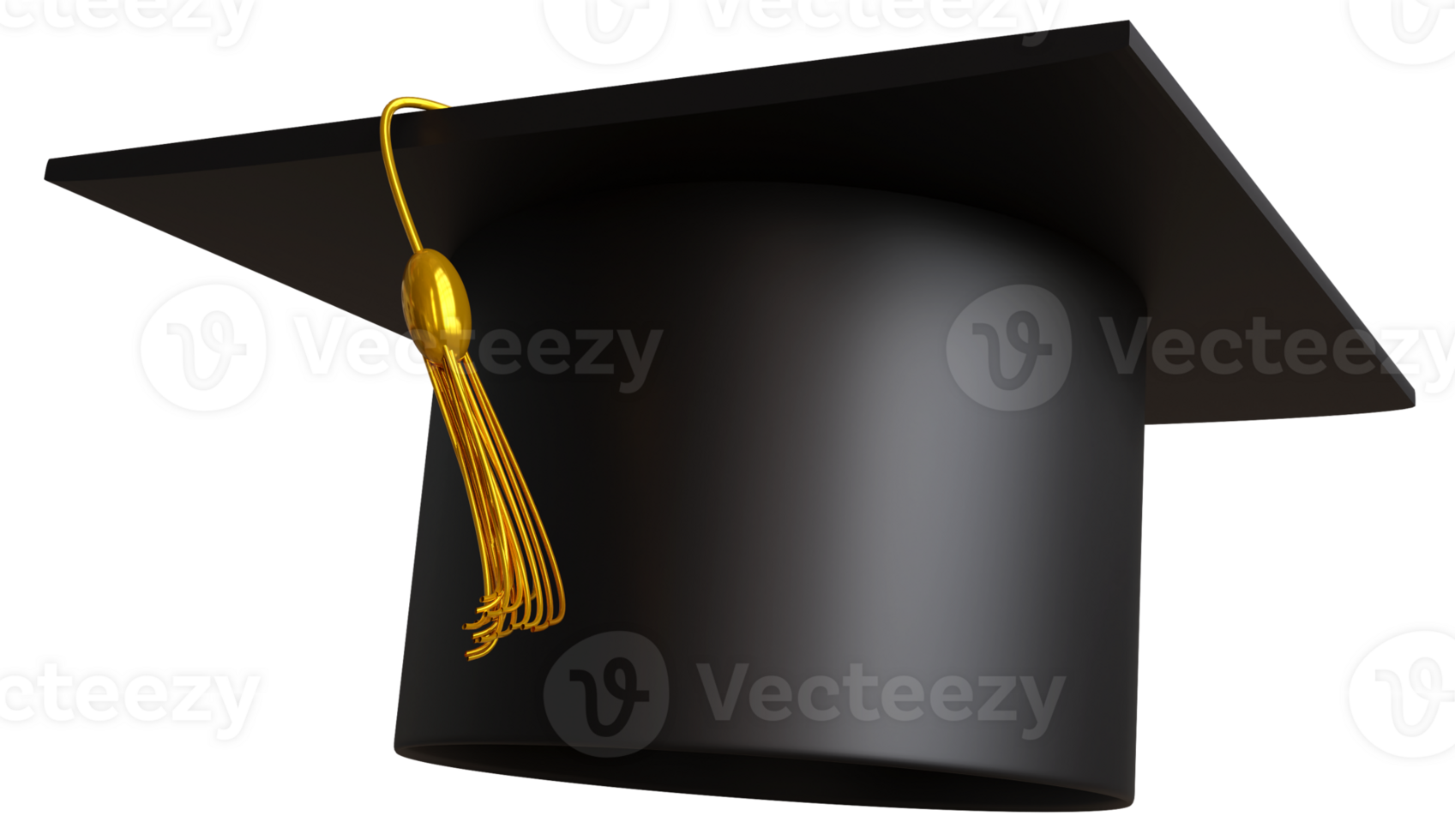 Black graduate hat high school with gold tassels, university graduation