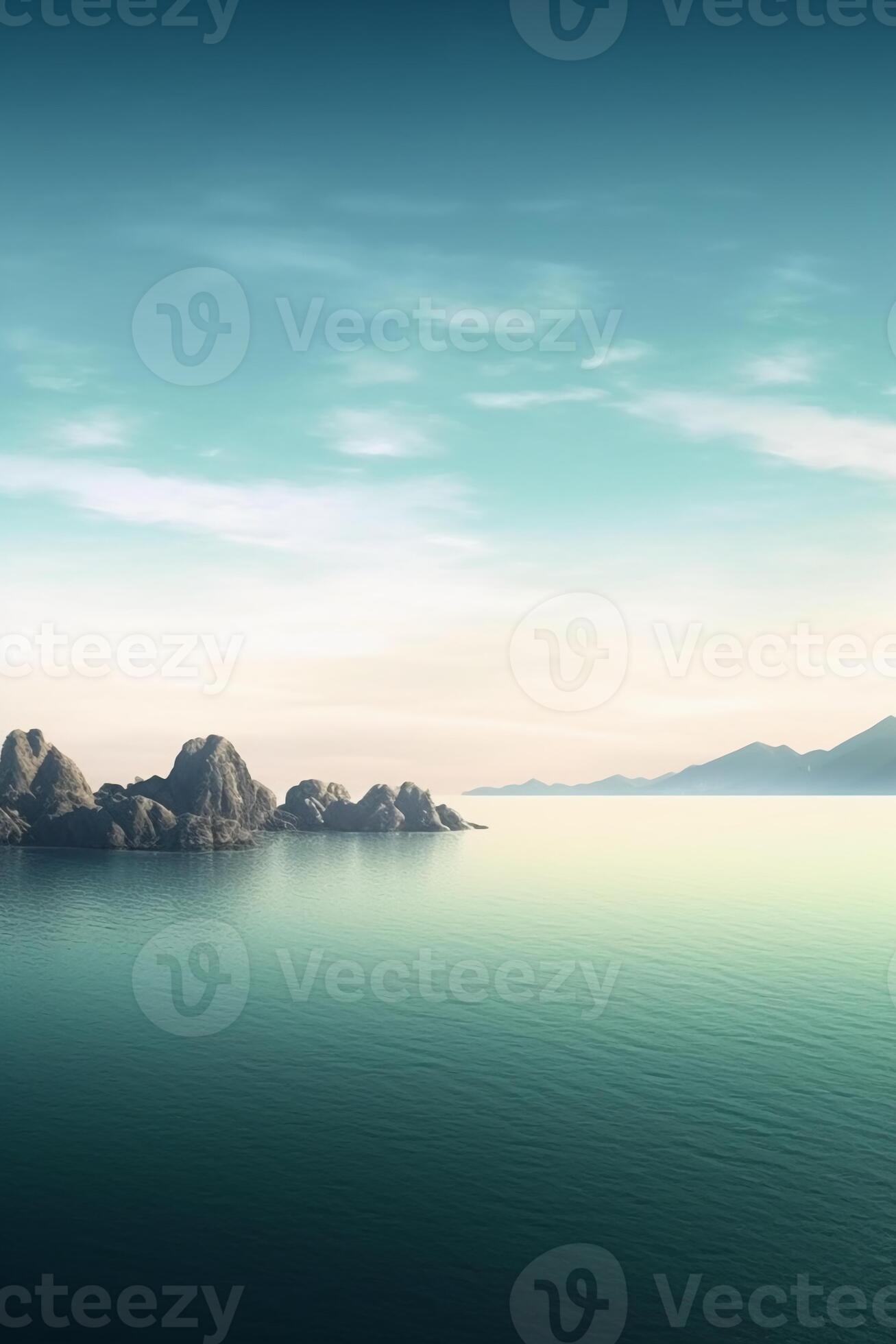 a minimalist mobile wallpaper showcasing a serene seascape with soft