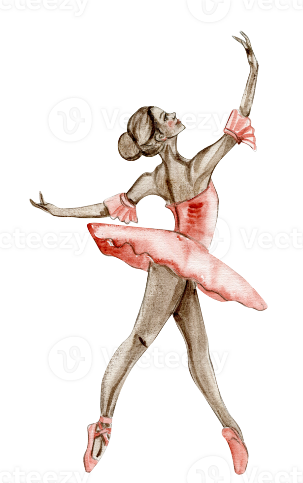 acquerello danza ballerina nel rosso vestito png